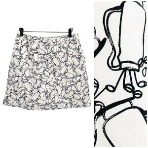 Liz Claiborne LizGolf Golf Skirt / Skort A-Line Mini Black White Novelty Print 8